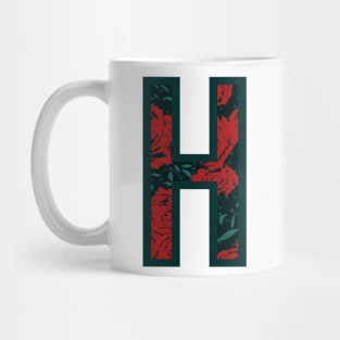 Modern Rose Floral Initial Name Alphabet - Letter H Mug